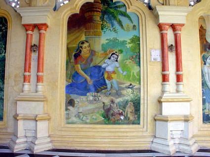 Wall painting at Iskcon temple, raman Reti Road, Vrindavan, India
