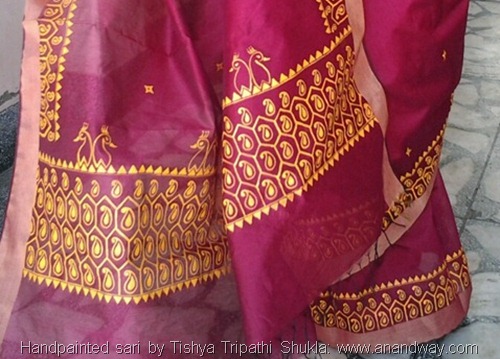 Handpainted Indian sari by Tishya Tripathi Shukla