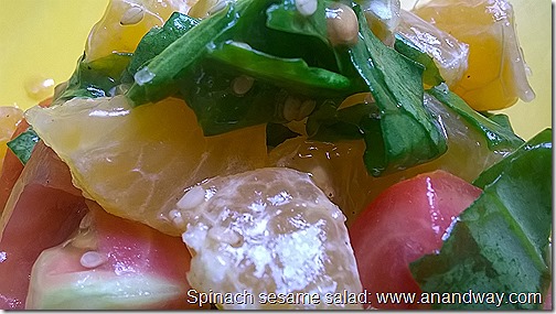 spinach sesame orange tomato salad
