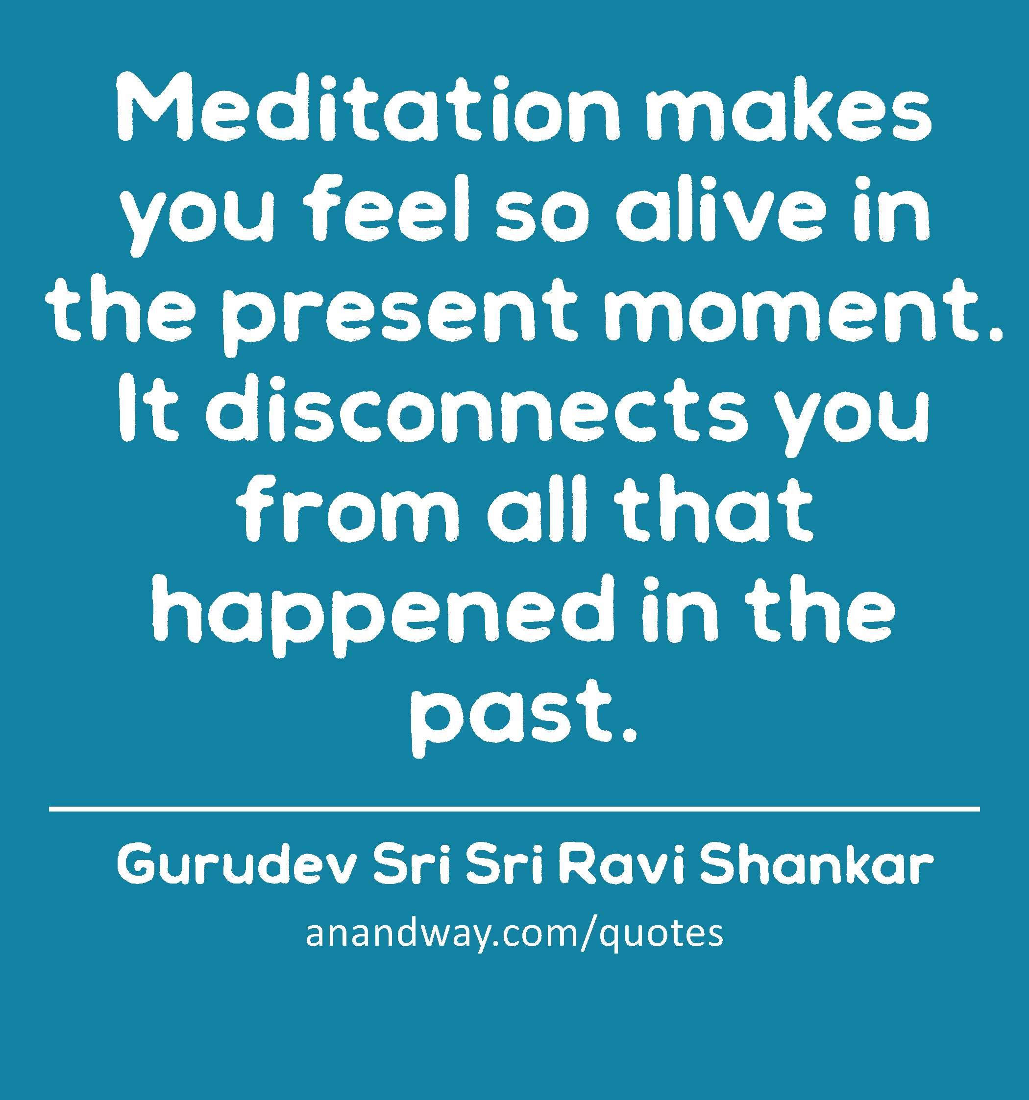 Meditation makes you feel so alive in the present moment. It disconnects you from all that happened
 -Gurudev Sri Sri Ravi Shankar