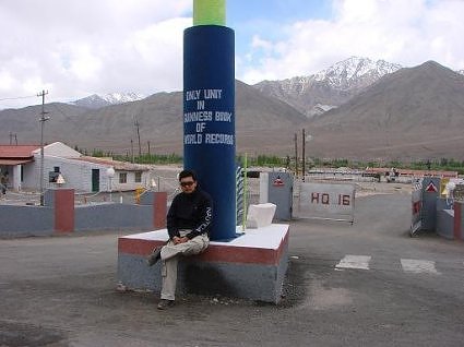 Nishant Saxena at tower of Border Roads Organization Ladakh