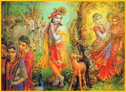 Krishna in Vrindavan, painting