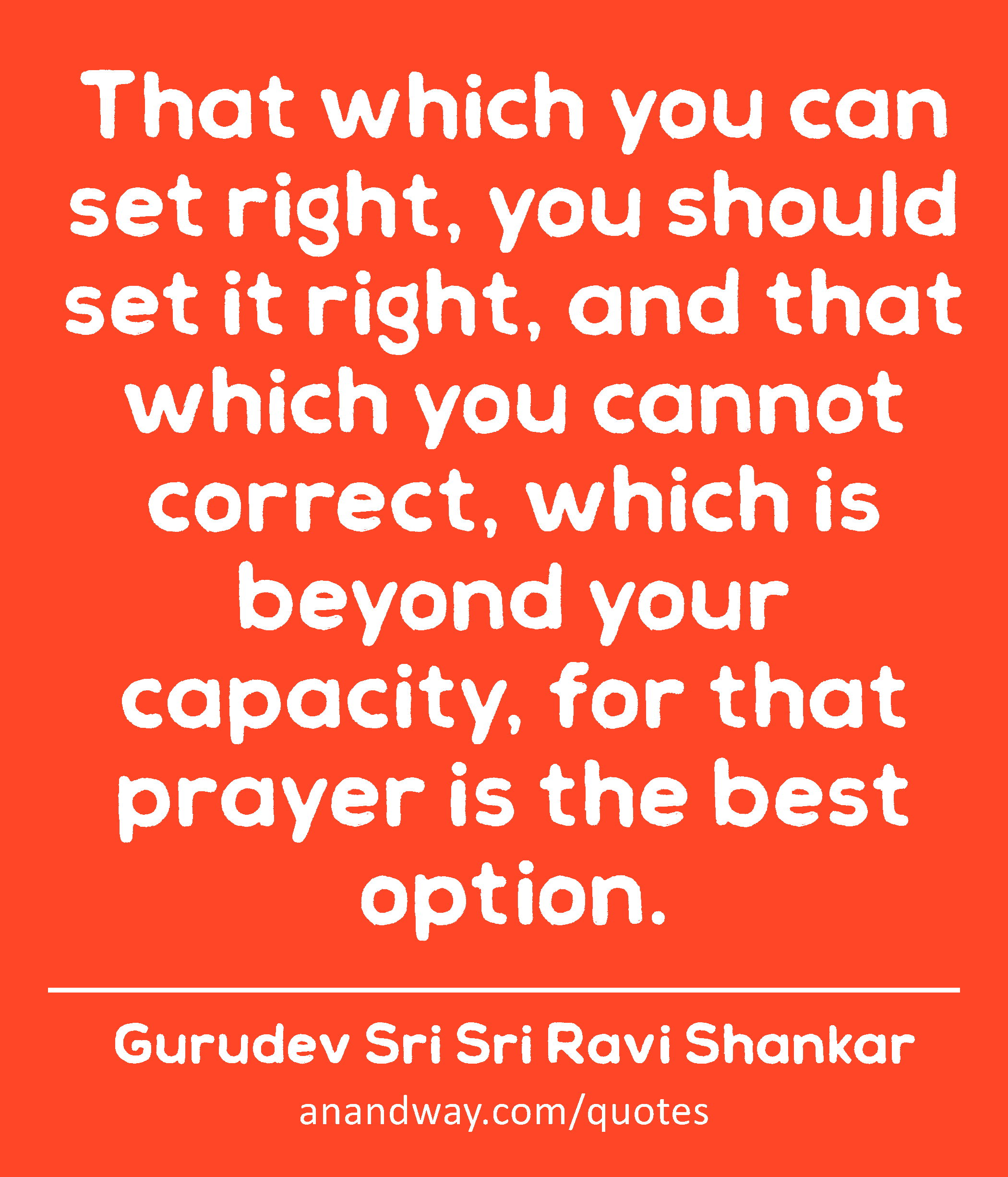 That which you can set right, you should set it right, and that which you cannot correct, which is
 -Gurudev Sri Sri Ravi Shankar